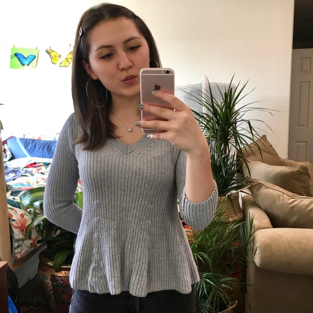 Banana Republic Grey Peplum Sweater